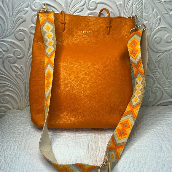 Furla Leather Tote with Unbranded Patterned Strap